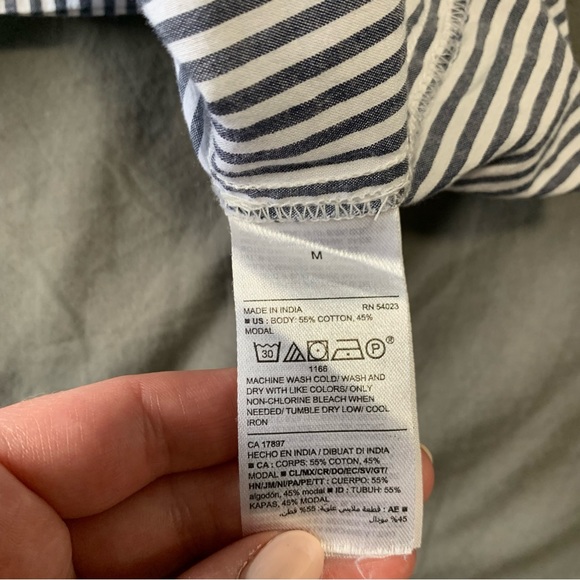 Striped T shirt Button up Blouse - Picture 2 of 3